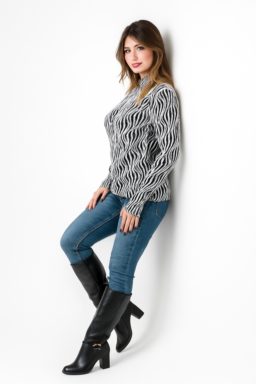 High Collar Cotton Top Finger Cut (Short )